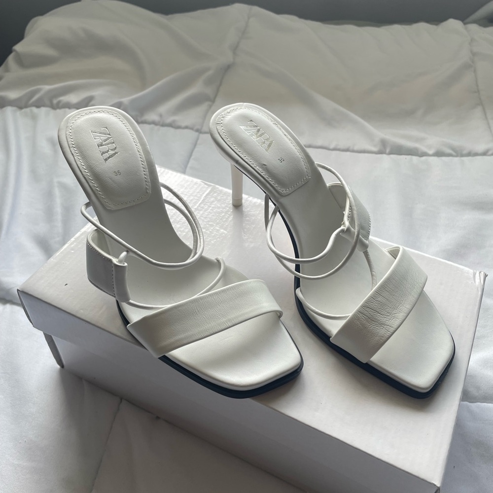Zara White Women's Heeled Sandals
